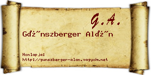 Günszberger Alán névjegykártya